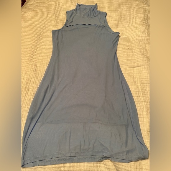Bar III Blue Mesh Mini Dress - Size L - Picture 4 of 11